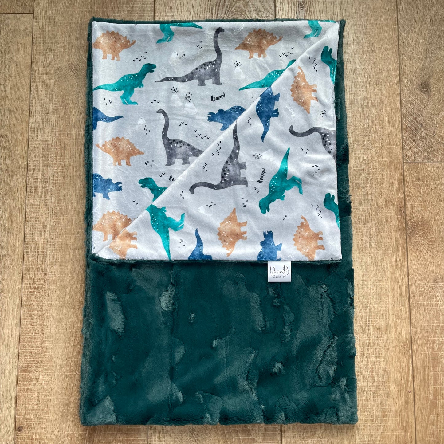 Kids Blanket - Watercolor Dinosaurs on Grey