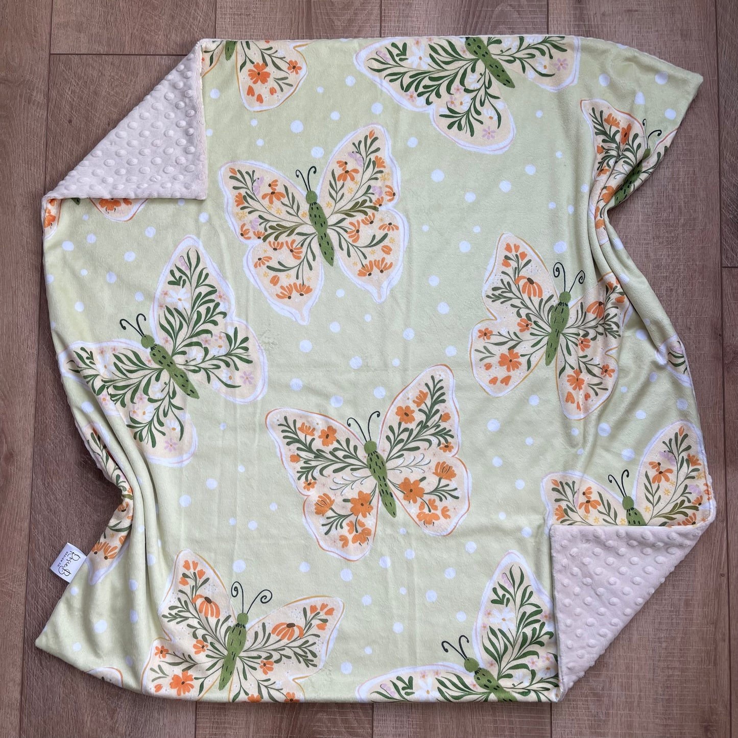 Baby Blanket - Light Green Butterfly Dot