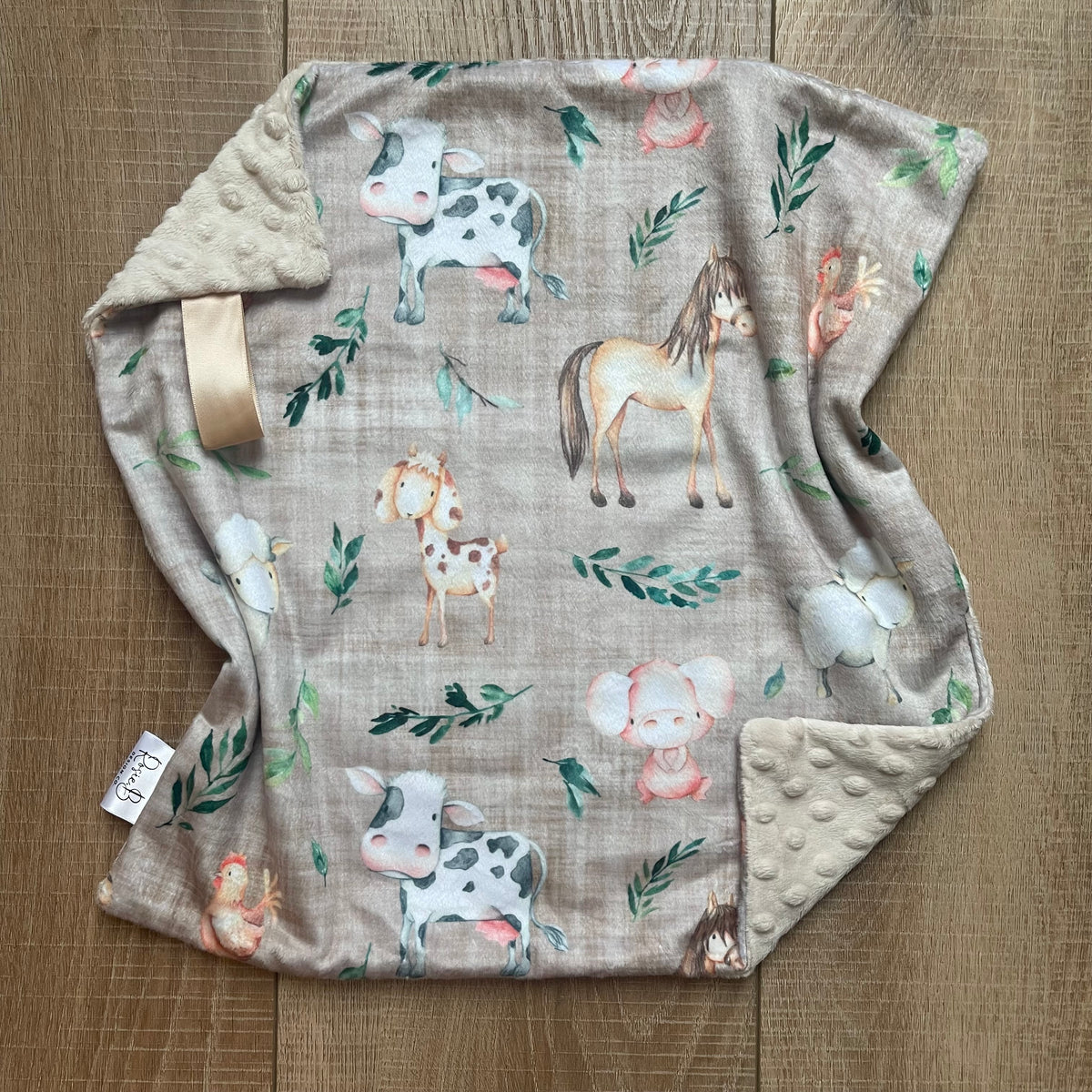 Baby Farm Animals Beige Linen