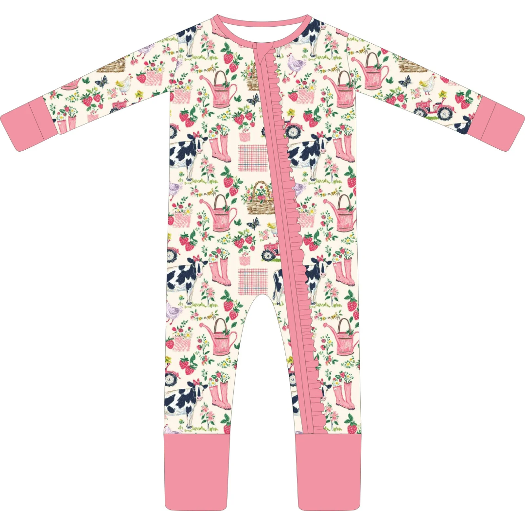 Girls Infant Bamboo Sleeper: Wildflower Ribbon