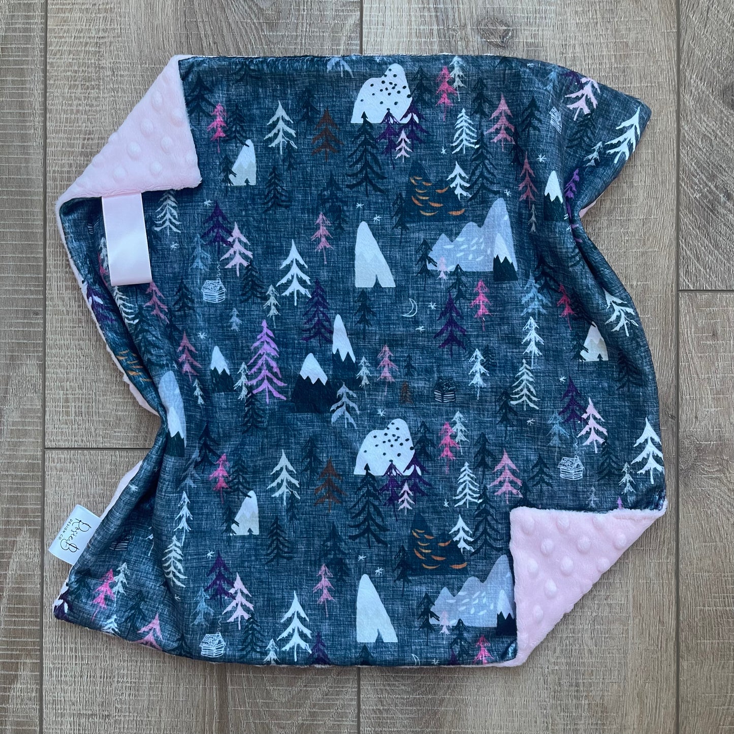 Pink and Grey Mountains and Trees