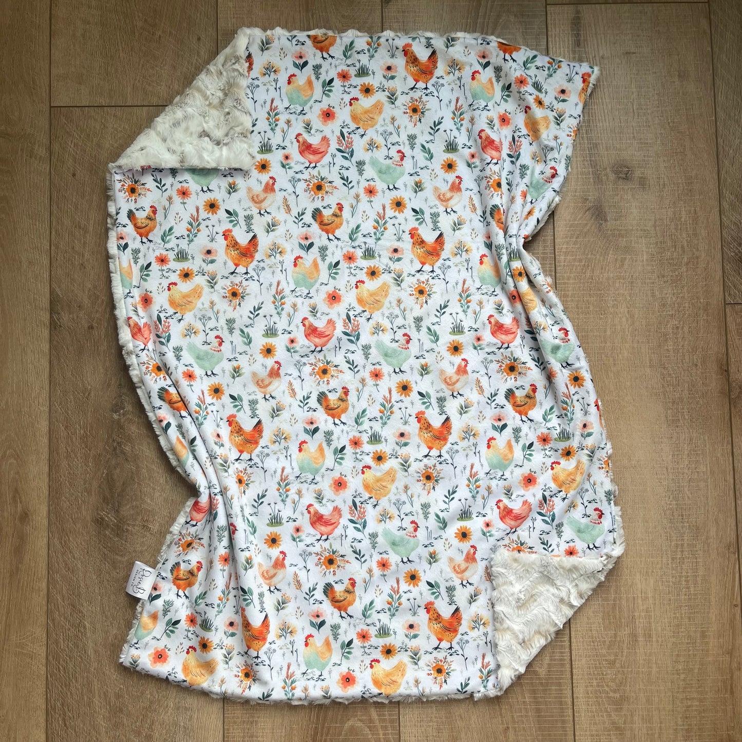 Newborn Baby Blanket - Watercolor Floral Chickens