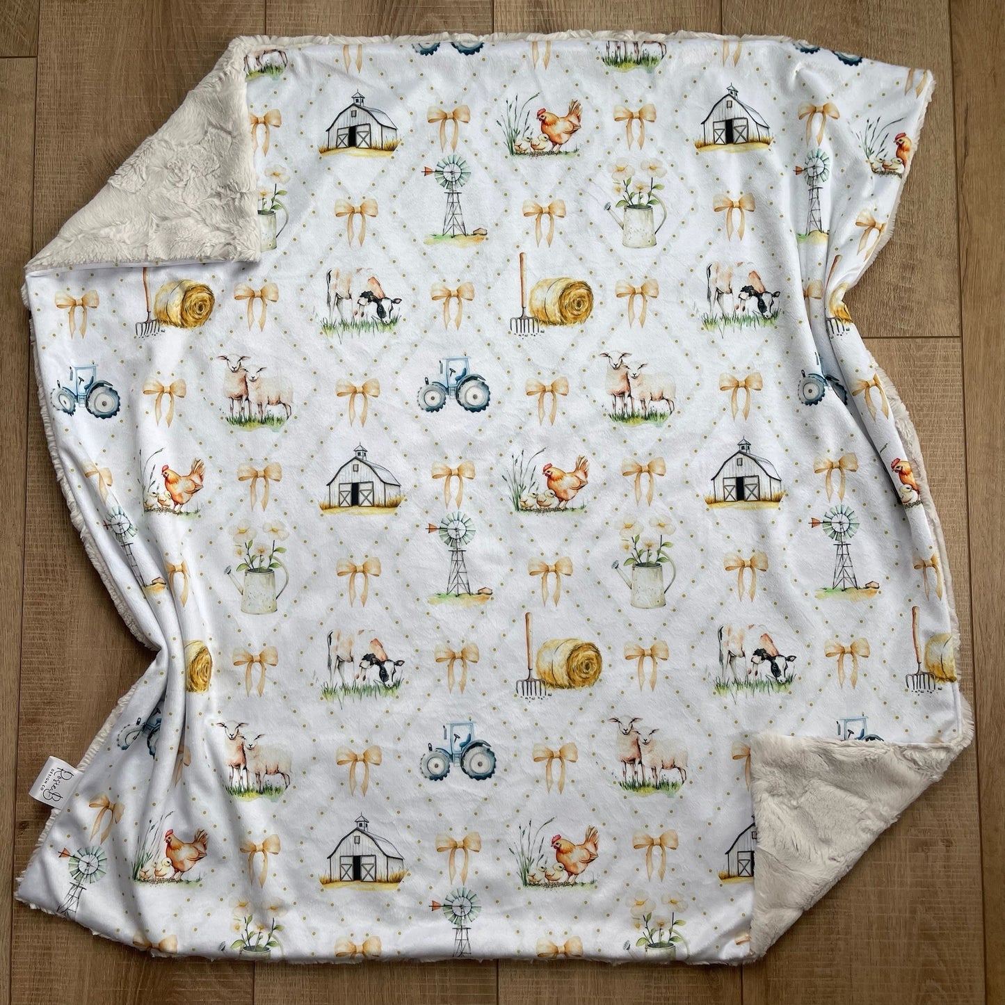 Baby / Toddler Blanket - Farm Scenes with Bows