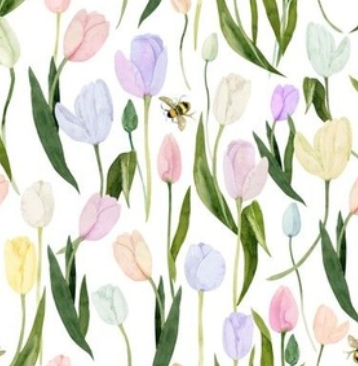 Watercolor Holland Tulips and Bees