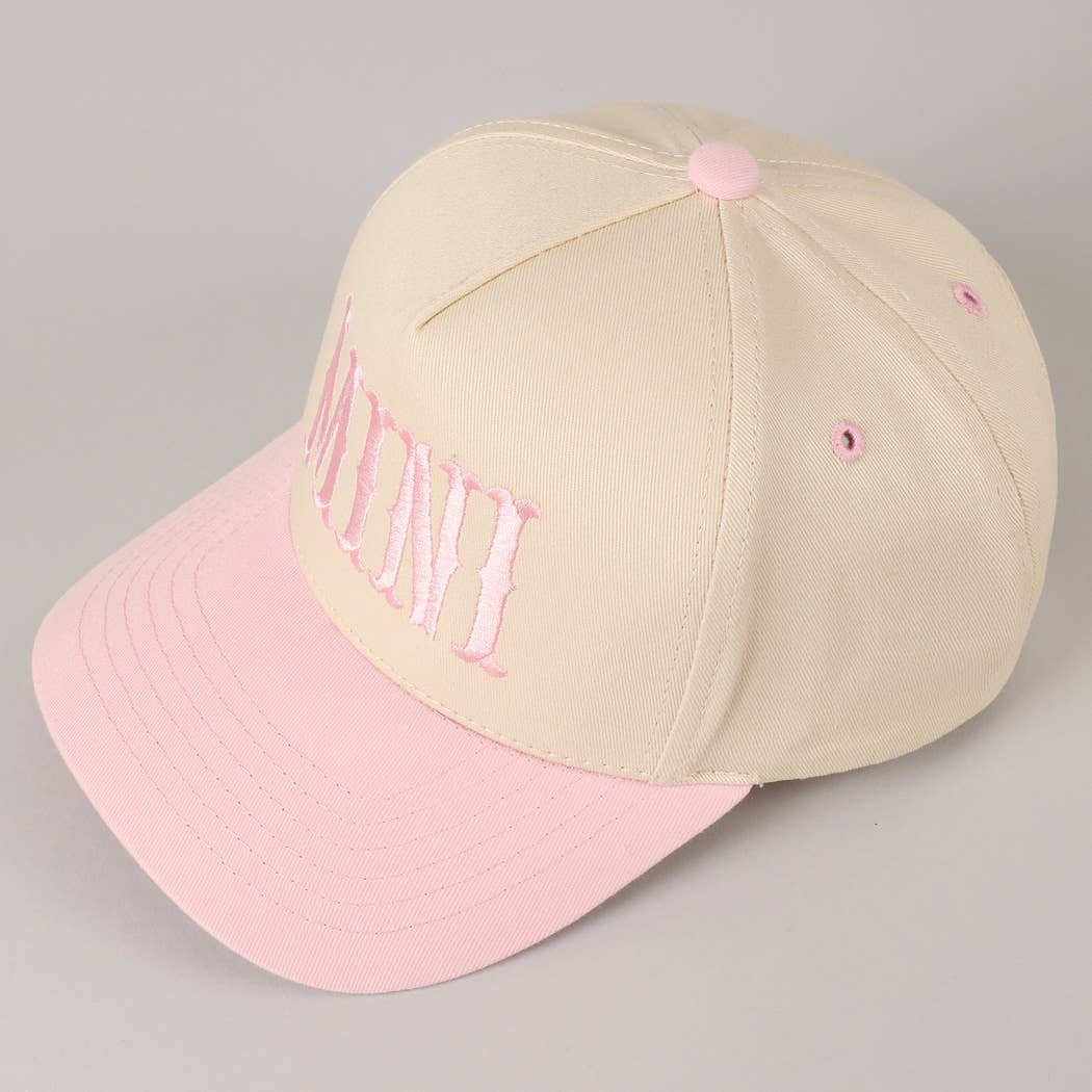 MINI Lettering Embroidery Two-Tone Baseball Cap For Kids: LT PINK / ONE SIZE