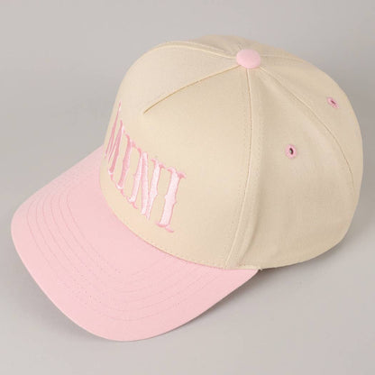 MINI Lettering Embroidery Two-Tone Baseball Cap For Kids: LT PINK / ONE SIZE