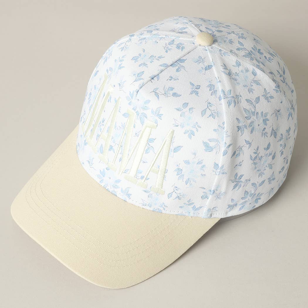 MAMA Embroidered Flower PatternTrucker Hat: WHITE/BEIGE / ONE SIZE