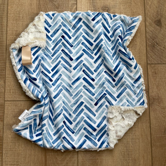 Lovey - Watercolor Blue Herringbone