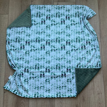 Baby Blanket - Green Herringbone