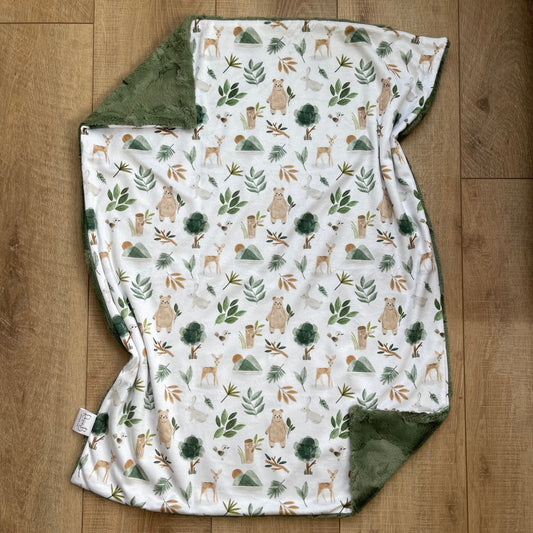 Newborn Baby Blanket - Woodland Animals w/ Ivy