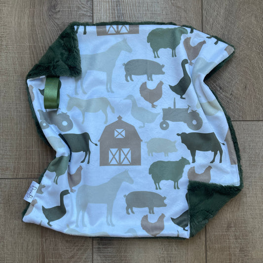 Lovey - Farm Animals Outline Green & Taupe