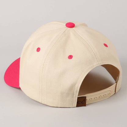 MINI Lettering Embroidery Two-Tone Baseball Cap For Kids: LT PINK / ONE SIZE