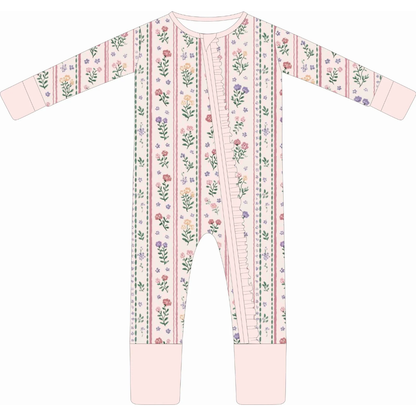 Girls Infant Bamboo Sleeper: Wildflower Ribbon