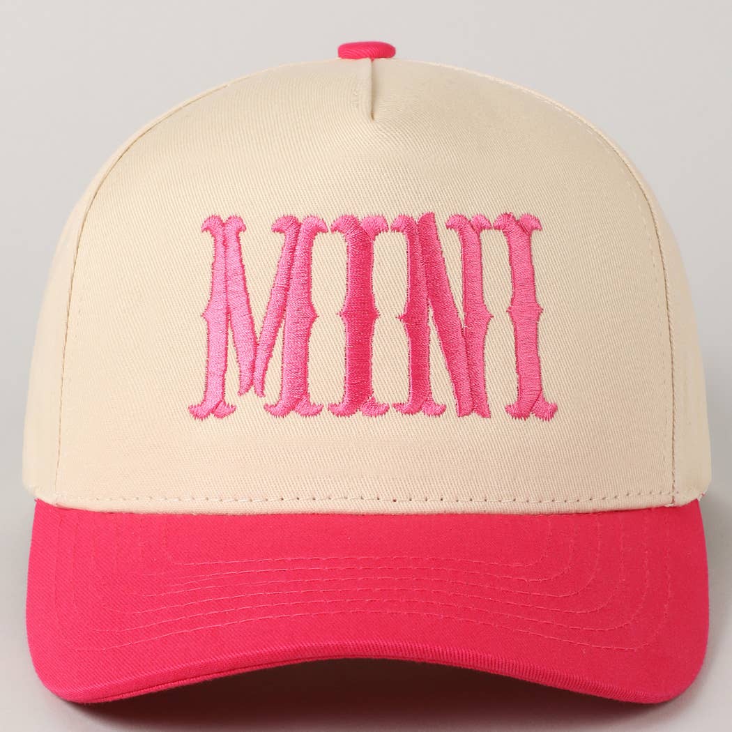 MINI Lettering Embroidery Two-Tone Baseball Cap For Kids: LT PINK / ONE SIZE