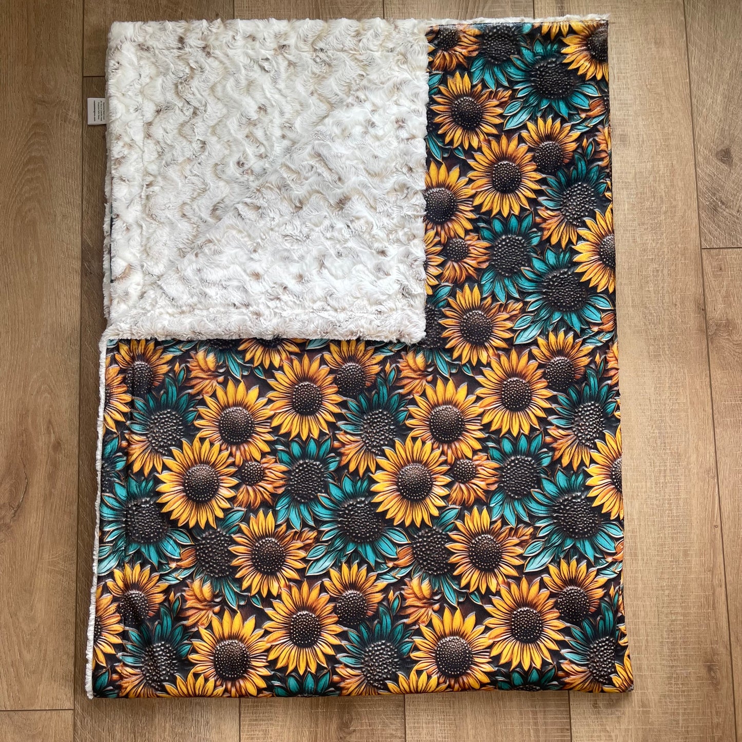 Adult / Momma Blanket - Turquoise and Yellow Sunflowers