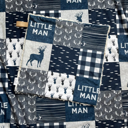 Navy and Grey Little Man Deer and Fishing