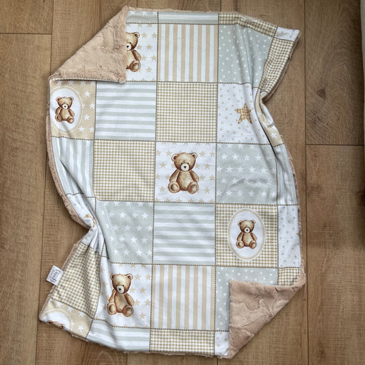 Newborn Baby Blanket - Teddy Bear Block