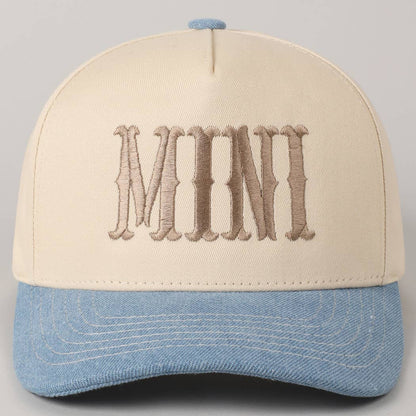 MINI Lettering Embroidery Two-Tone Baseball Cap For Kids: LT PINK / ONE SIZE