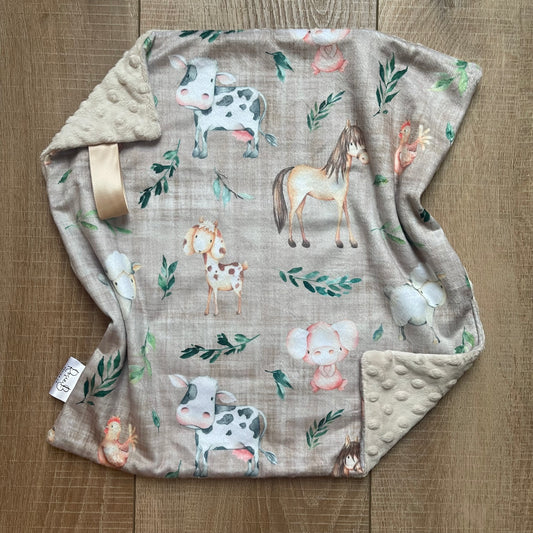 Baby Farm Animals Beige Linen