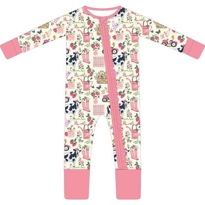 Girls Infant Bamboo Sleeper: Wildflower Ribbon
