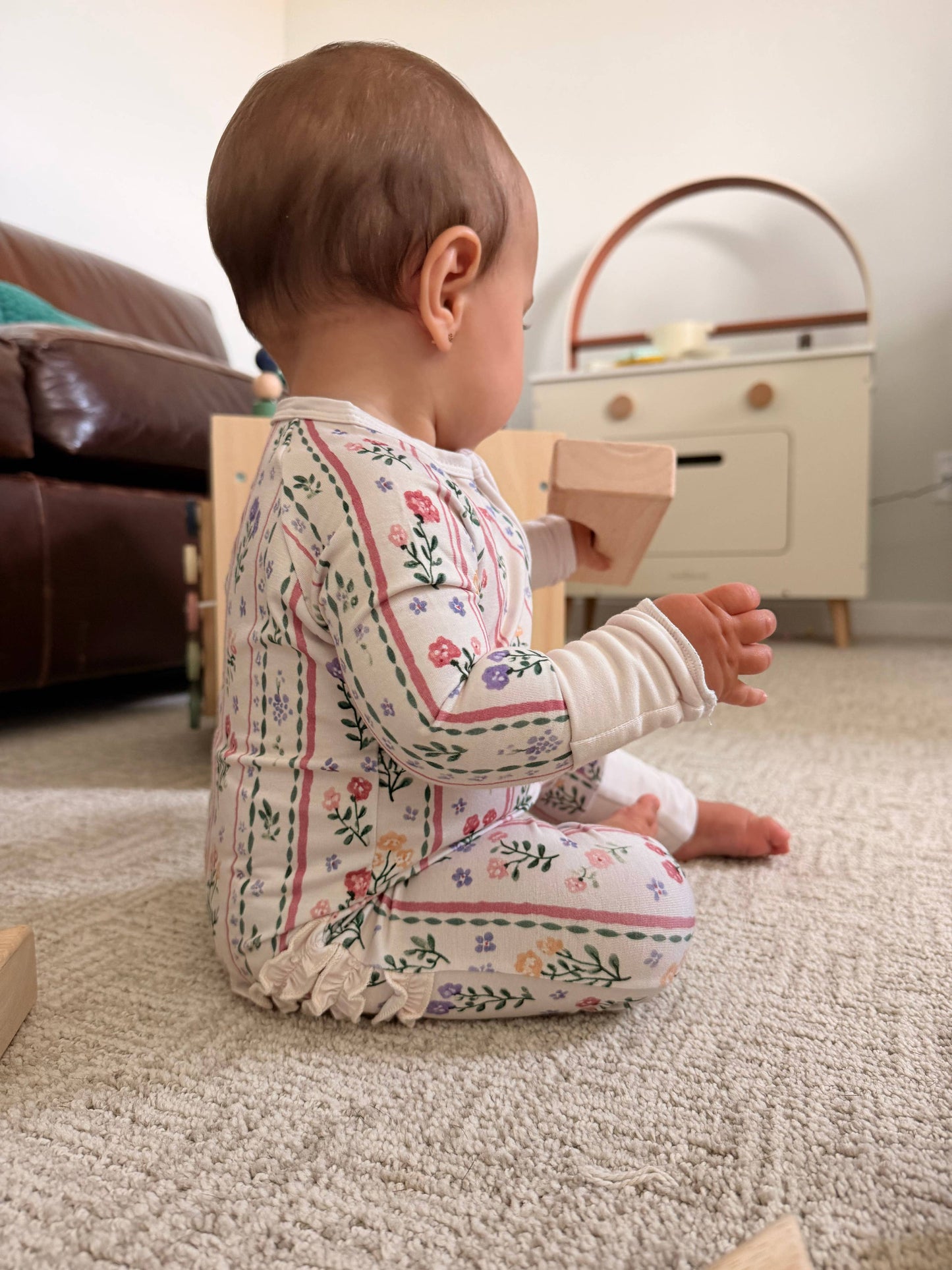 Girls Infant Bamboo Sleeper: Wildflower Ribbon