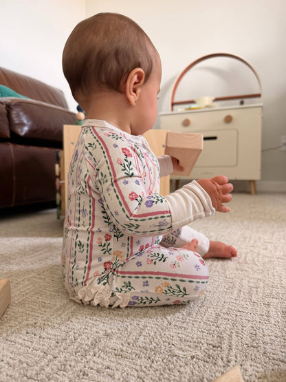 Girls Infant Bamboo Sleeper: Wildflower Ribbon