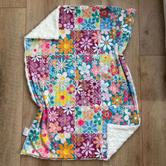 Newborn Baby Blanket - Bright and Colorful Floral Patchwork