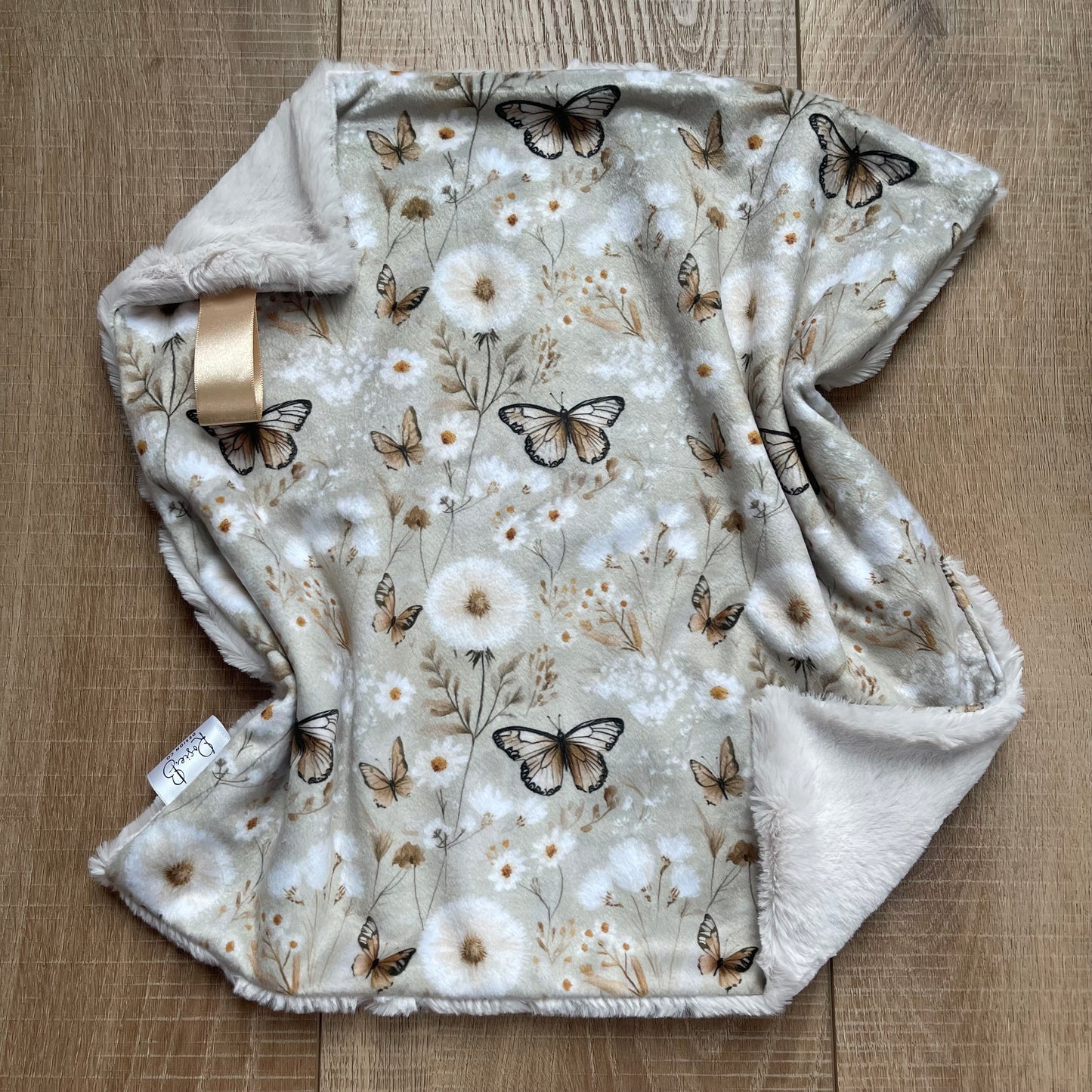 Lovey - Beige Butterflies and Flowers w/Pearl