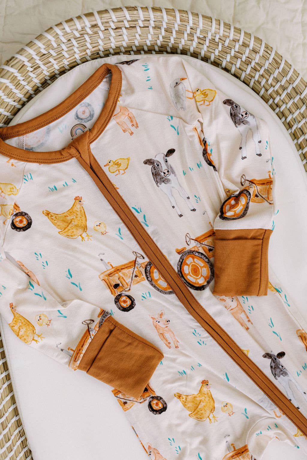Farm Animal Bamboo Zipper Romper