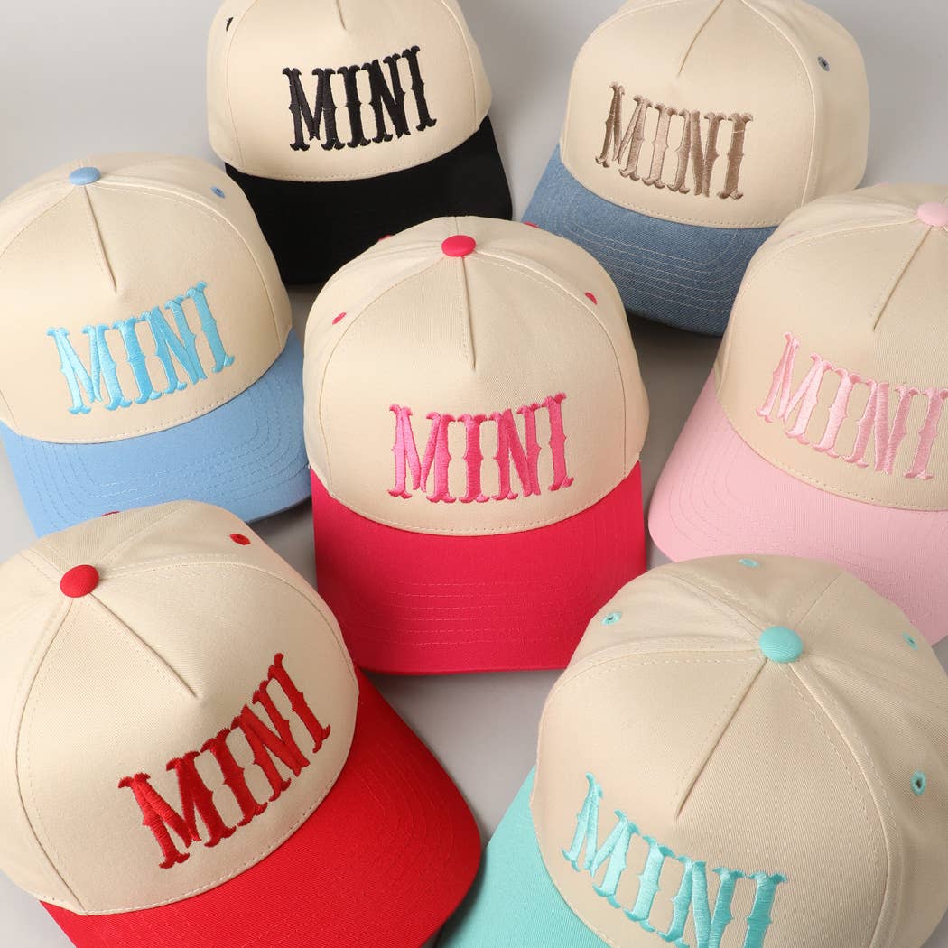 MINI Lettering Embroidery Two-Tone Baseball Cap For Kids: LT PINK / ONE SIZE