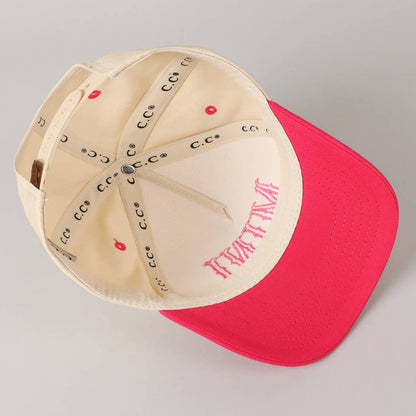 MINI Lettering Embroidery Two-Tone Baseball Cap For Kids: LT PINK / ONE SIZE