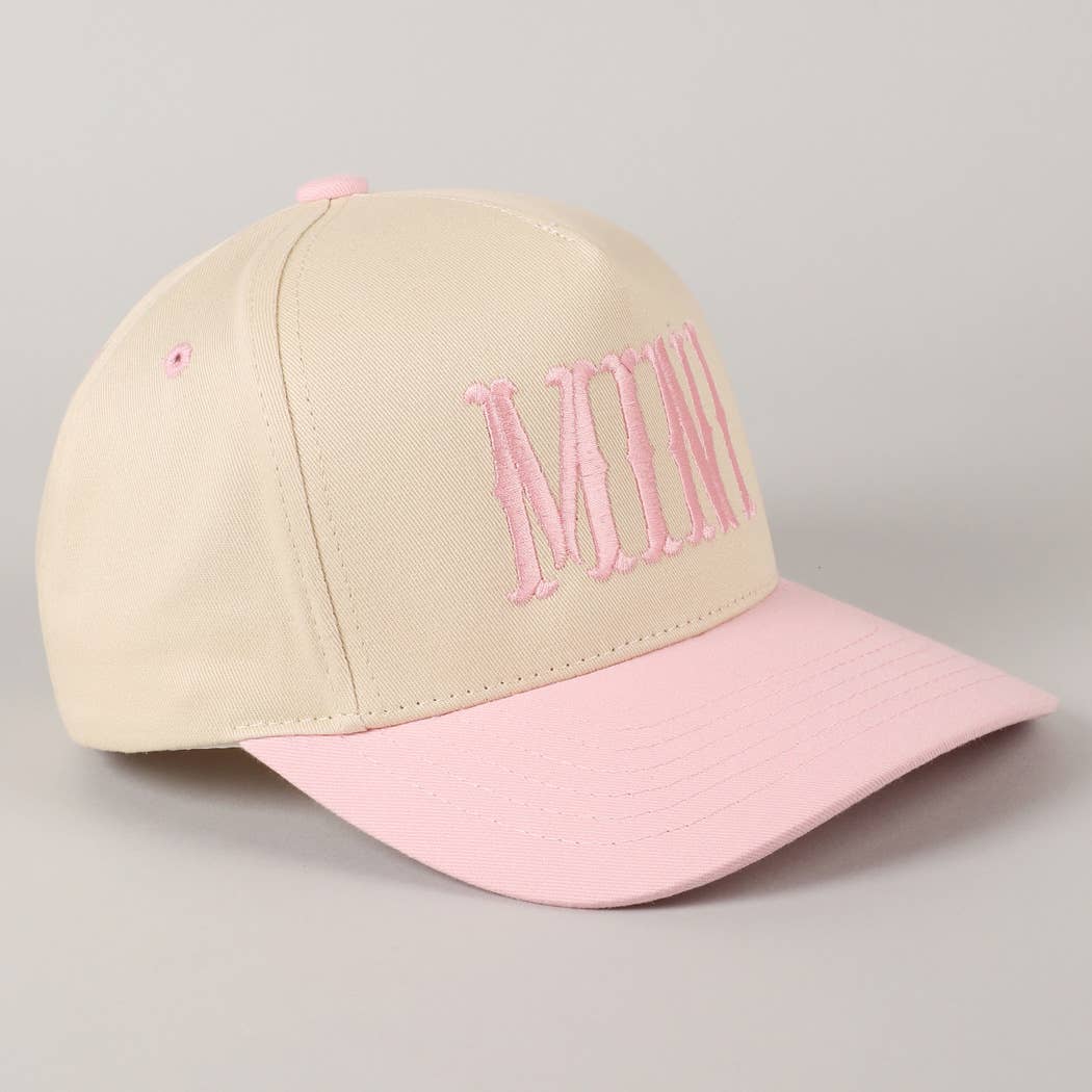 MINI Lettering Embroidery Two-Tone Baseball Cap For Kids: LT PINK / ONE SIZE