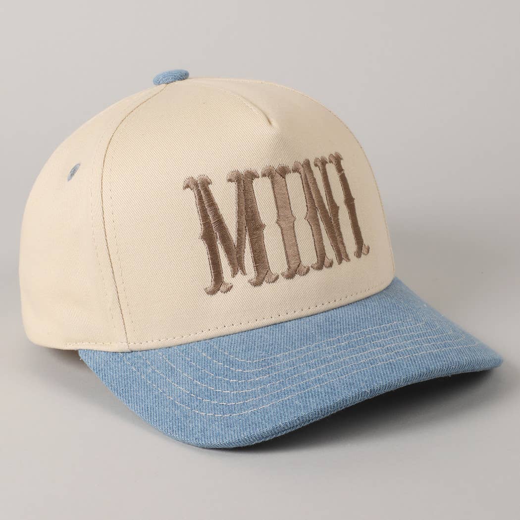 MINI Lettering Embroidery Two-Tone Baseball Cap For Kids: LT PINK / ONE SIZE