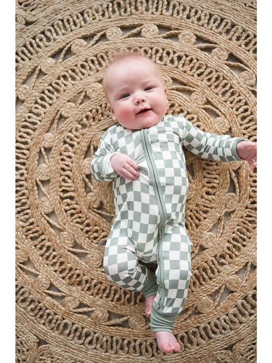 Zipper Romper - Jade Checker