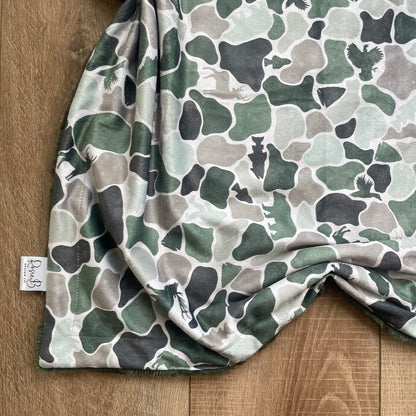 Kids Blanket - Muted Tan and Green Camo