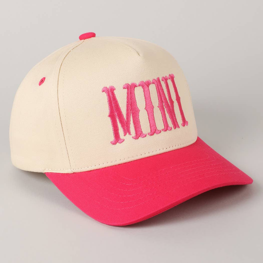 MINI Lettering Embroidery Two-Tone Baseball Cap For Kids: LT PINK / ONE SIZE