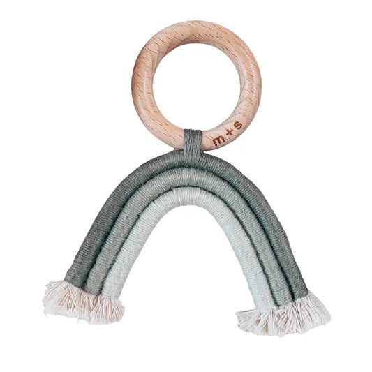 Organic Cotton Rainbow Teether - Olive