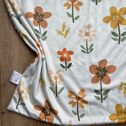 Newborn Baby Blanket - Neutral Flowers