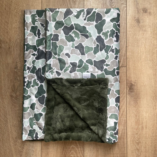 Kids Blanket - Muted Tan and Green Camo