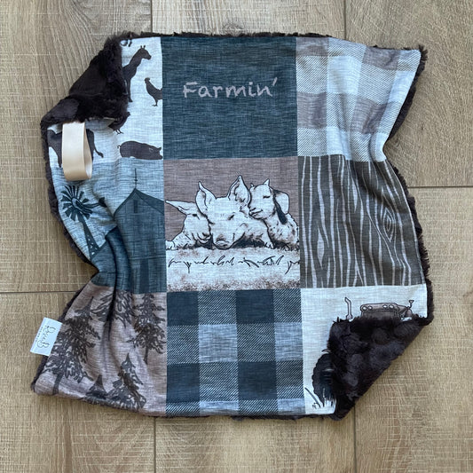 Lovey - Farmin' Patchwork Brown & Grey