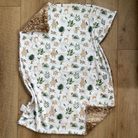 Newborn Baby Blanket - Woodland Animals w/ Fawn