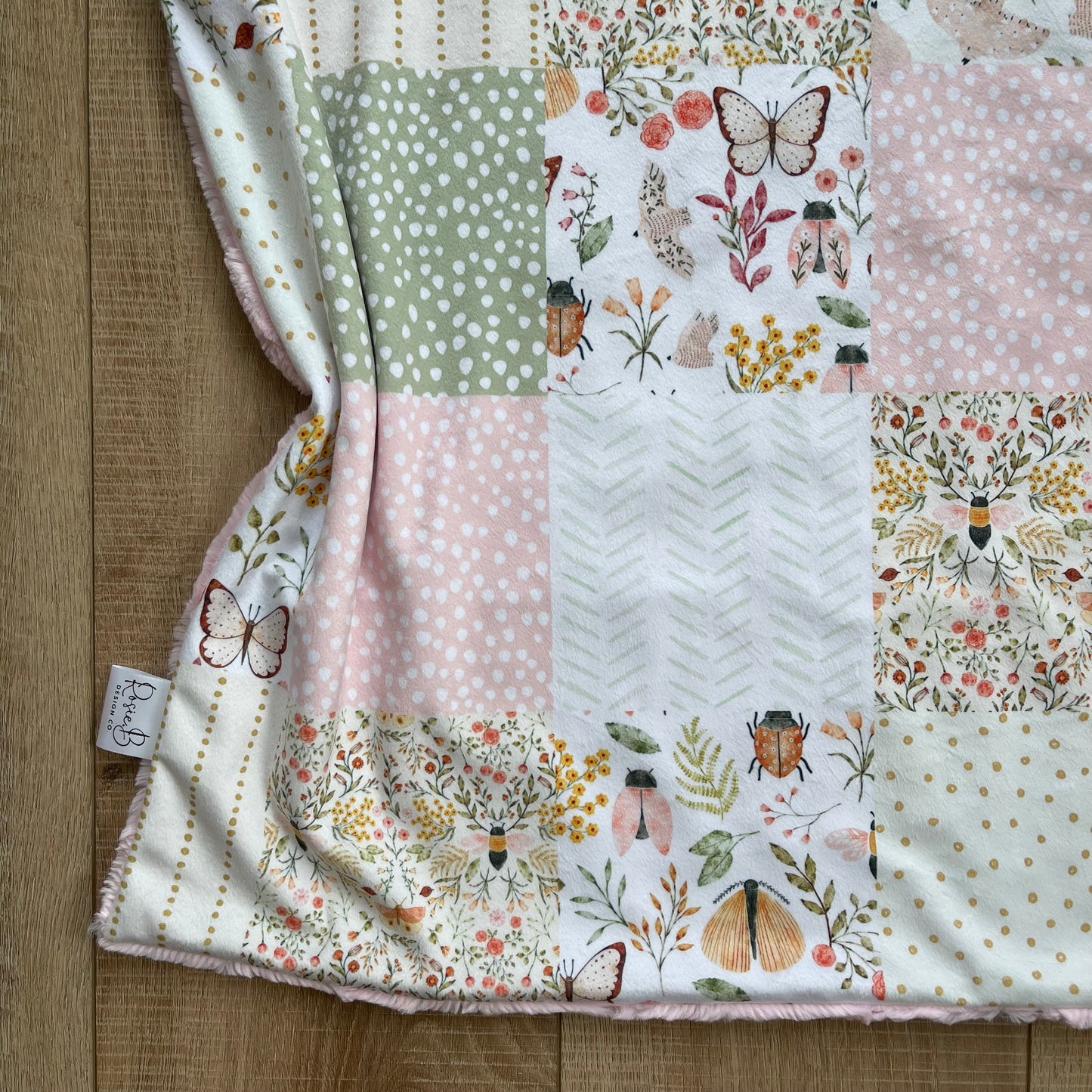 Pink and Green Butterflies and Bees Patchwork