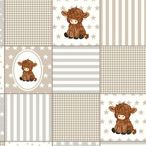 Neutral Highland Cow Block Patchwork