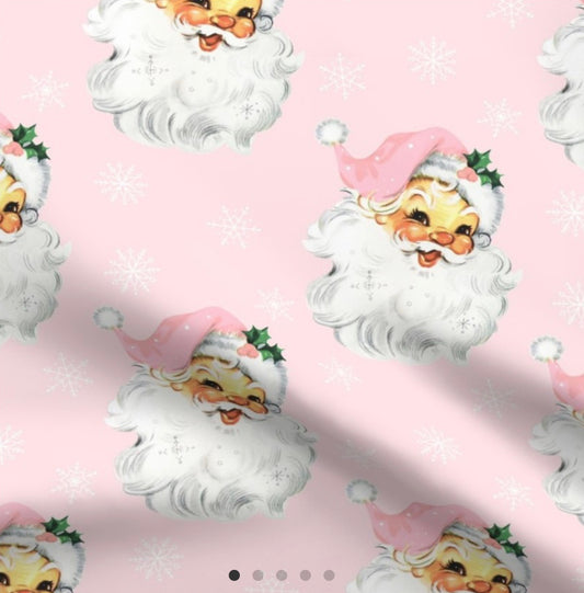 Pink Retro Santa with Pink Background