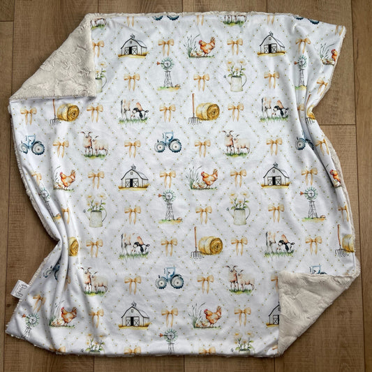 Baby / Toddler Blanket - Farm Scenes with Bows