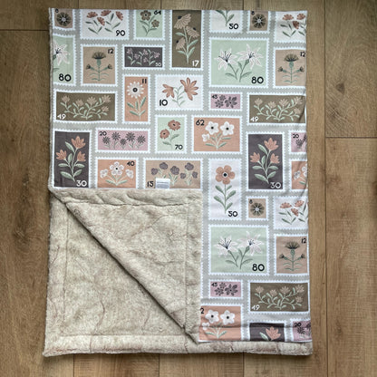 Adult / Momma Blanket - Neutral Flower Stamps