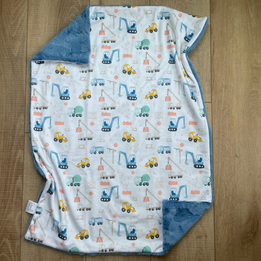 Newborn Baby Blanket - Pastel Construction Trucks