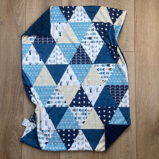 Newborn Baby Blanket - Blue Buck Triangle Pattern