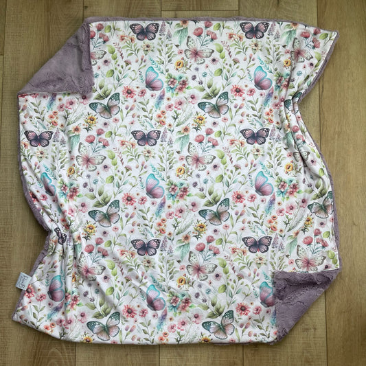 Baby Blanket - Butterfly and Garden Flowers