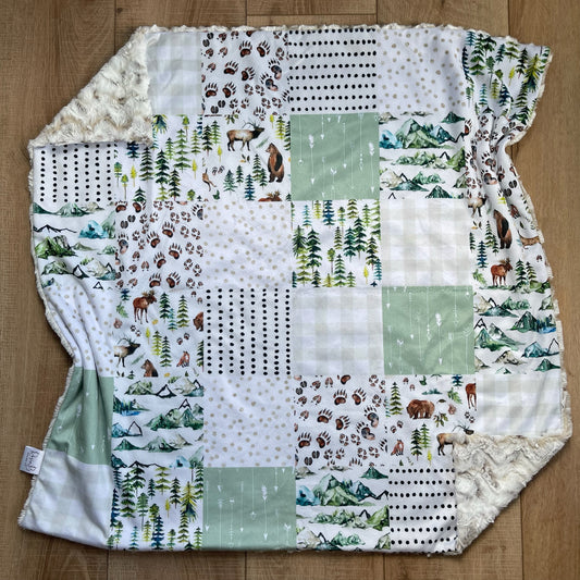 Baby / Toddler Blanket - Sage Wildlife Block